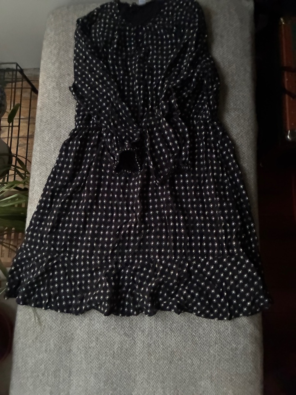 Old Navy Black Floral Tiered Long Sleeve Dress
